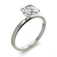Bella anello di fidanzamento con diamante rotondo in oro bianco 1.00 carati