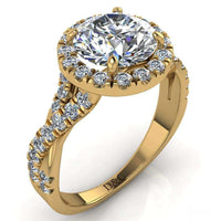 Bague de fiançailles diamant rond 1.00 carat or jaune Ameglia