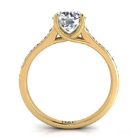 Cindirella Anello di fidanzamento con diamante tondo da 1.00 carati in oro giallo