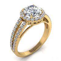 Anello di fidanzamento con diamante tondo Genova in oro giallo 1.00 carati