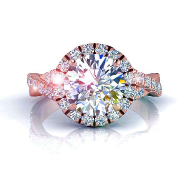 Bague de fiançailles diamant rond 1.00 carat Ameglia I / SI / Or Rose 18 carats