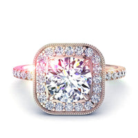 Bague de fiançailles diamant rond 1.00 carat or rose Sestri