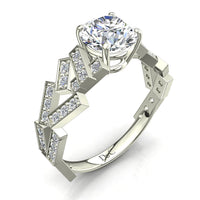 Bague de fiançailles diamant rond 1.02 carat or blanc Gina