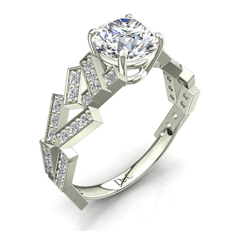Bague de fiançailles diamant rond 1.02 carat or blanc Gina