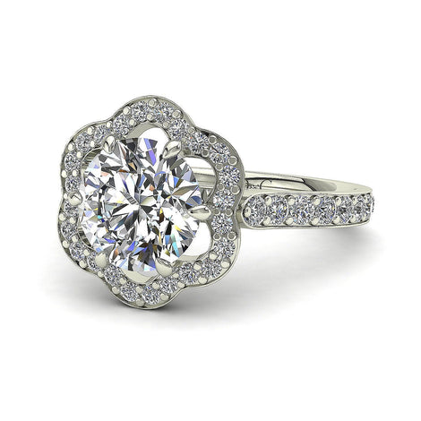 Anello di fidanzamento Lily in oro bianco 1.05 carati con diamante tondo