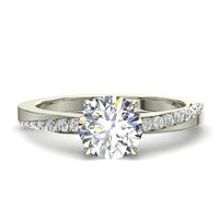Bague de fiançailles diamant rond 1.10 carat or blanc Andrea