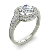 Anello di fidanzamento Aurora in oro bianco 1.10 carati con diamante tondo