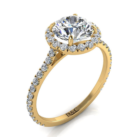 Anello di fidanzamento con diamante tondo Camogli in oro giallo 1.10 carati