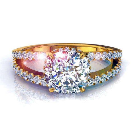 Recco anello di fidanzamento con diamante tondo da 1.10 carati in oro giallo