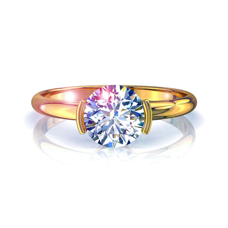 Bague de fiançailles diamant rond 1.20 carat or jaune Anoushka