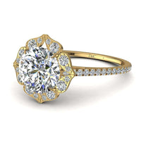 Bague de fiançailles diamant rond 1.20 carat or jaune Arina
