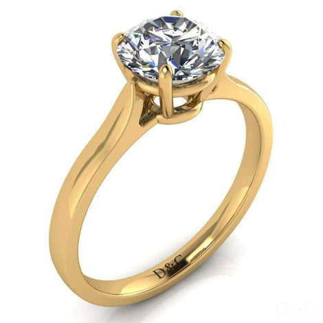 Capucine anello di fidanzamento con diamante tondo da 1.20 carati in oro giallo