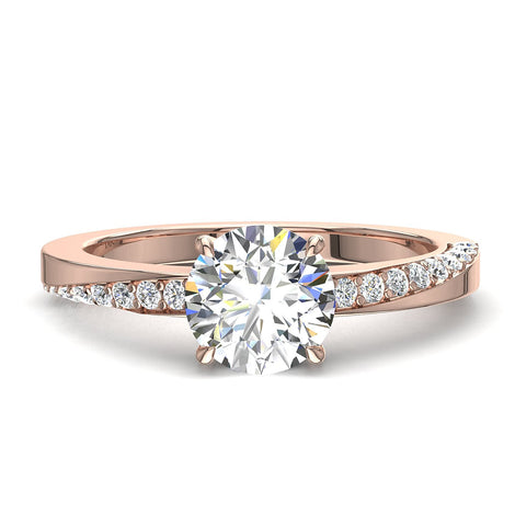 Bague de fiançailles diamant rond 1.20 carat or rose Andrea