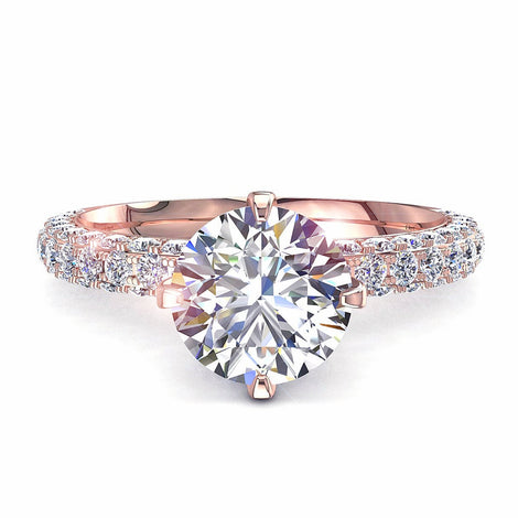 Bague de fiançailles diamant rond 1.20 carat or rose Lara