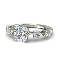 Bague de fiançailles diamant rond 1.26 carat or blanc Serena