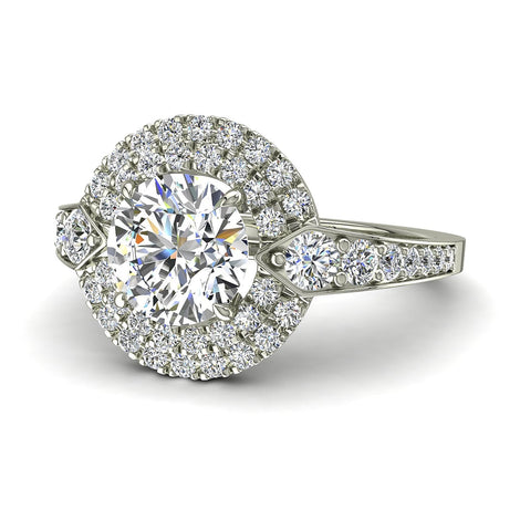 Anello di fidanzamento Aurora in oro bianco 1.30 carati con diamante tondo