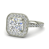 Bague de fiançailles diamant rond 1.30 carat or blanc Sestri