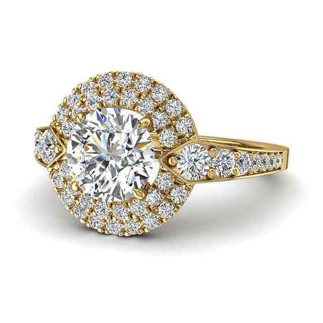 Anello di fidanzamento Aurora con diamante tondo da 1.30 carati in oro giallo