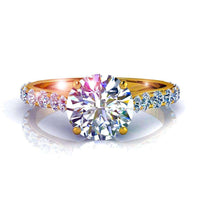 Bague de fiançailles diamant rond 1.30 carat or jaune Rebecca