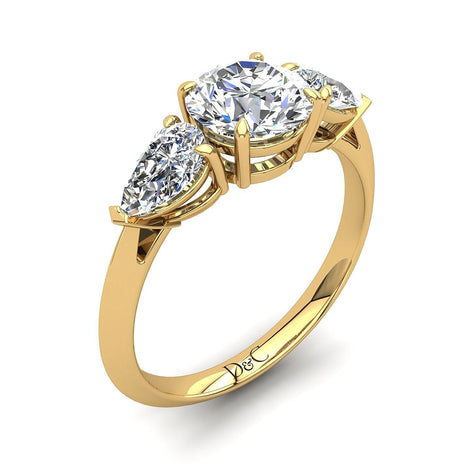 Anello Renata in oro giallo 1.30 carati con diamanti rotondi