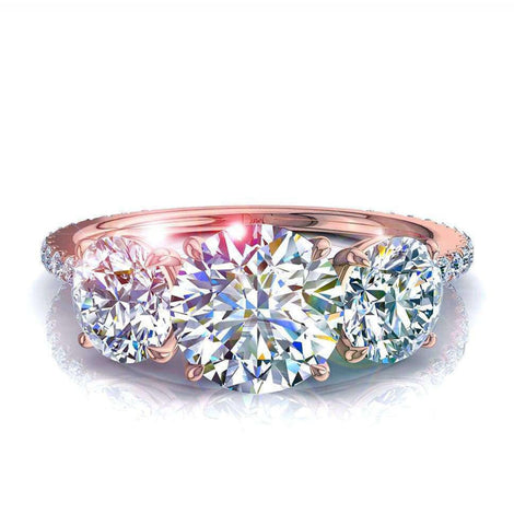 Anello Azaria in oro rosa 1.30 carati con diamanti rotondi