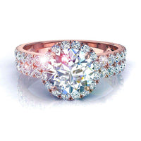Bague de fiançailles diamant rond 1.30 carat or rose Portofino