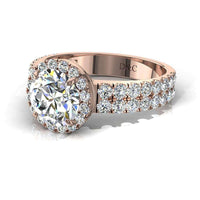 Bague de fiançailles diamant rond 1.30 carat or rose Portofino