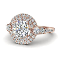Bague de fiançailles diamant rond 1.40 carat or rose Aurora
