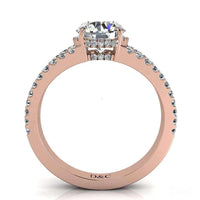 Bague de fiançailles diamant rond 1.40 carat or rose Recco