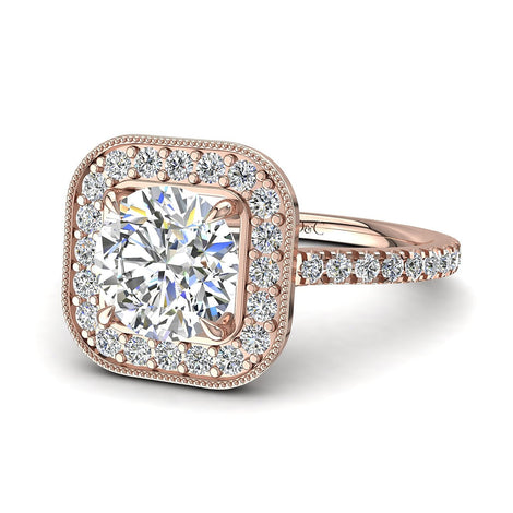 Anello di fidanzamento con diamante tondo Sestri in oro rosa 1.40 carati