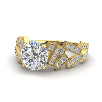 Diamante solitario tondo 1.42 carati oro giallo Gina