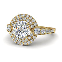Anello di fidanzamento Aurora con diamante tondo da 1.50 carati in oro giallo
