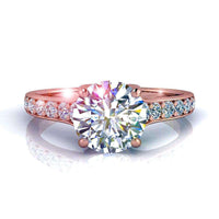 Bague de fiançailles diamant rond 1.50 carat or rose Cindirella