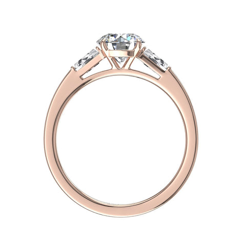 Bague de fiançailles diamant rond 1.50 carat or rose Enea