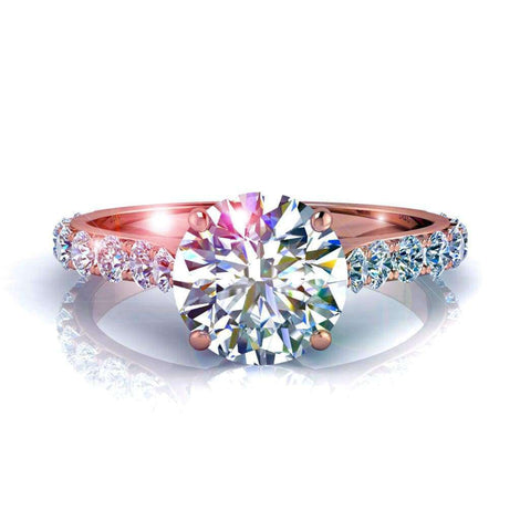 Bague diamant rond 1.50 carat or rose Rebecca