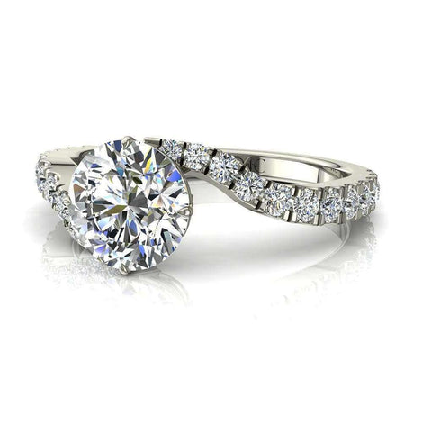 Bague de fiançailles diamant rond 1.60 carat or blanc Adriana