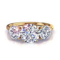 Bague de fiançailles diamant rond 1.60 carat or jaune Alizia