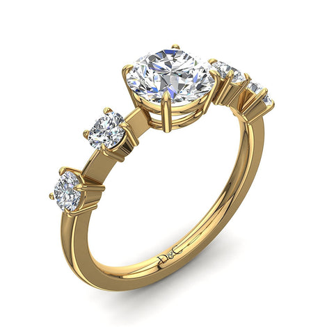 Bague de fiançailles diamant rond 1.68 carat or jaune Serena