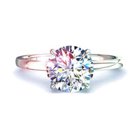 Bella anello di fidanzamento con diamante rotondo in oro bianco 1.70 carati