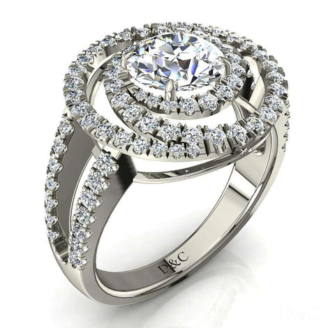Anello di fidanzamento con diamante tondo in oro bianco 1.70 carati Venezia