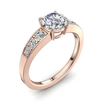 Bague de fiançailles diamant rond 1.70 carat or rose Nina