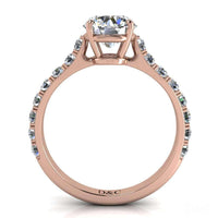 Bague de fiançailles diamant rond 1.70 carat or rose Rebecca