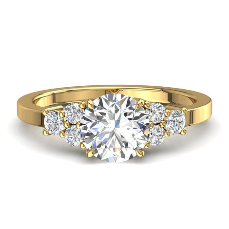 Bague de fiançailles diamant rond 1.76 carat or jaune Hanna