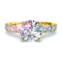 Bague de fiançailles diamant rond 1.80 carat or jaune Valentina