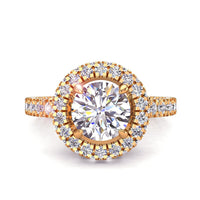 Bague de fiançailles diamant rond 1.80 carat or jaune Viviane