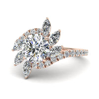 Lisette anello di fidanzamento con diamante tondo da 1.90 carati in oro rosa