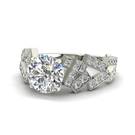 Anello di fidanzamento Gina in oro bianco 1.92 carati con diamante rotondo