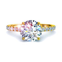 Bague de fiançailles diamant rond 2.00 carat or jaune Jenny