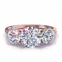 Bague de fiançailles diamant rond 2.00 carat or rose Alizia