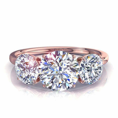 Bague de fiançailles diamant rond 2.00 carat or rose Alizia